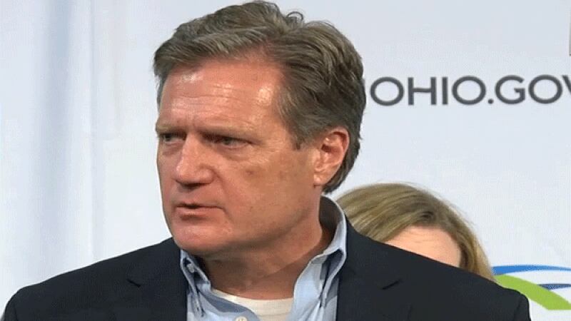 Congressman Mike Turner speaks at a news conference in Dayton Sunday after the mass shooting.