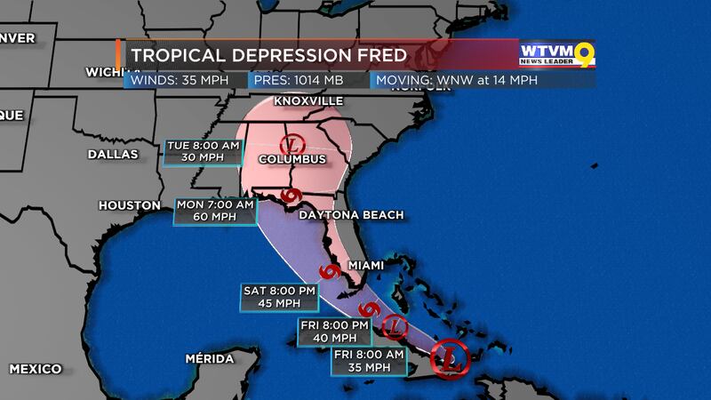 Fred Now a Tropical Depression