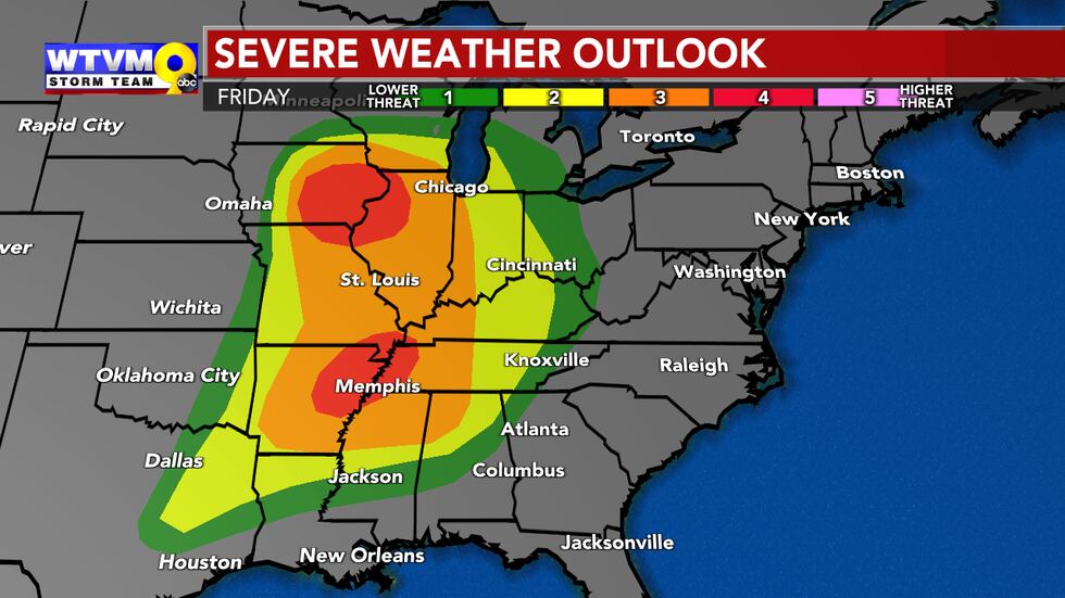 The middle of the country will be under the gun for severe weather Friday.