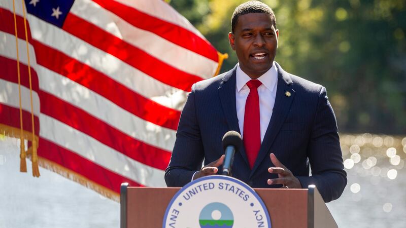 Michael Regan, the head of the Environmental Protection Agency, announces the Biden...