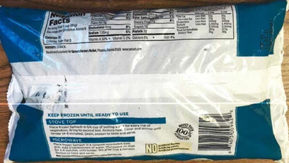 Bags of frozen spinach are being recalled because of a possible Listeria contamination....