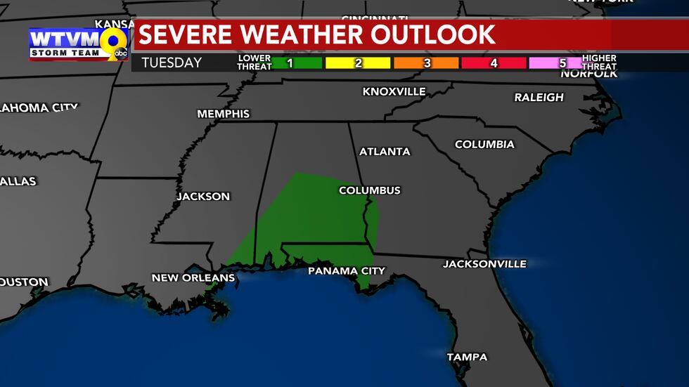 1/5 Risk for Severe Weather on Tuesday