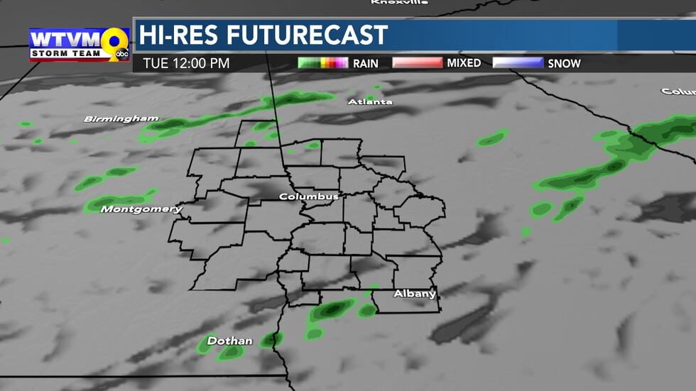 A few stray to isolated showers are possible Tuesday.