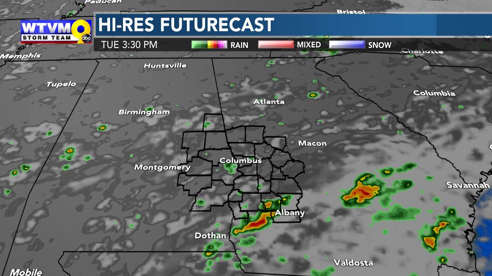 A few more isolated showers or storms are possible Tuesday.