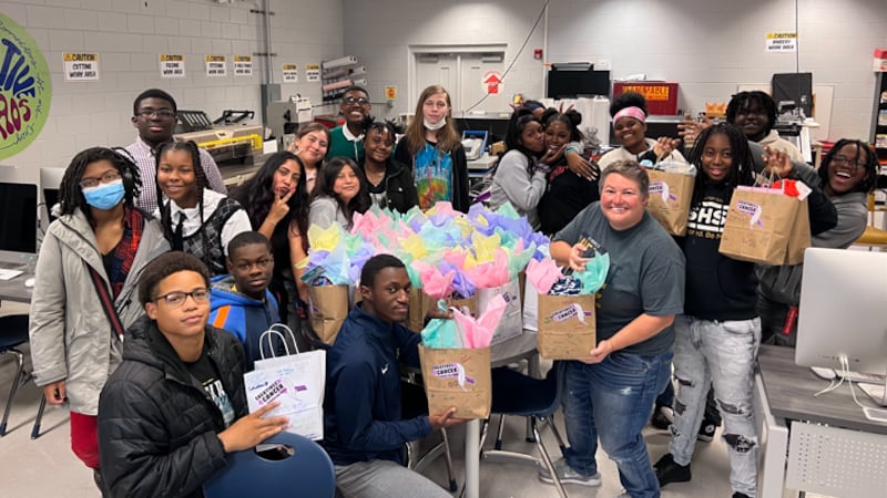 Kendrick High School's ACAD and SkillsUSA students create care packages for cancer patients