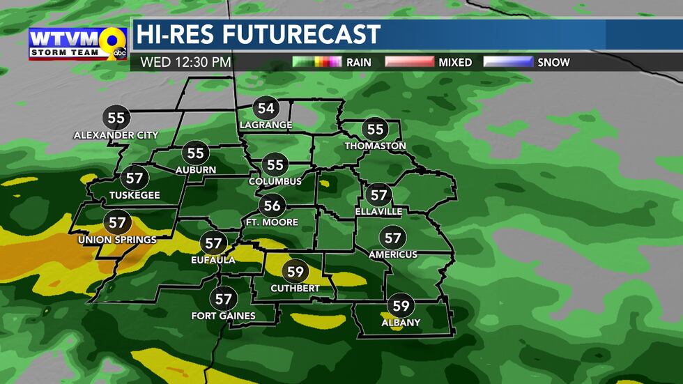 Cool, breezy and rainy Wednesday. Have the poncho handy all day!